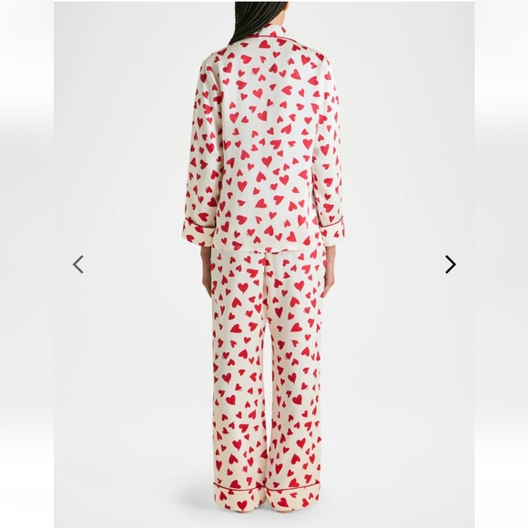 $770 Olivia von HalleLila Heart-Print Silk Pajama Set - Picture 3 of 5